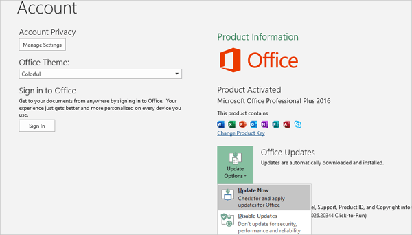 aggiornare Microsoft Office