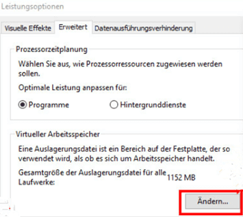 Zurücksetzung des virtueller Speicher Schritt 3.