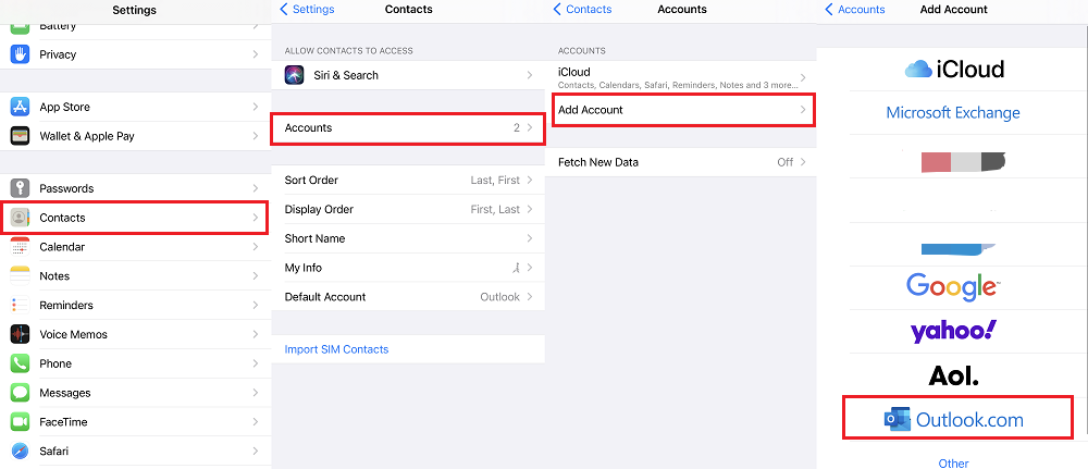 Importieren Sie Outlook-Kontakte auf das iPhone