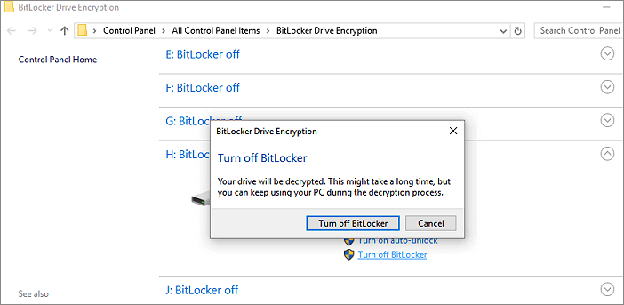 Rimuovere la protezione di BitLocker - 2