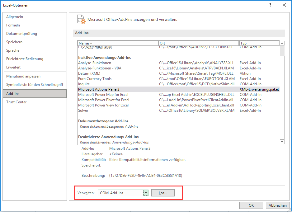 Com Add-ins hinzufügen