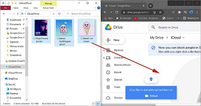 Ziehen Sie Dateien von iCloud auf Google Drive