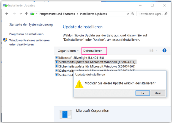 Windows 10 in den vorherigen Zustand zurückversetzen
