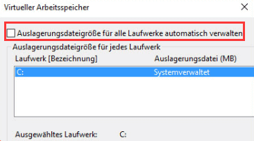 Zurücksetzung des virtueller Speicher Schritt 4.