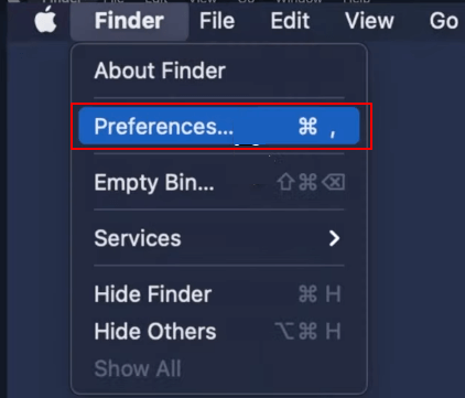 Preferenze del Finder del Mac