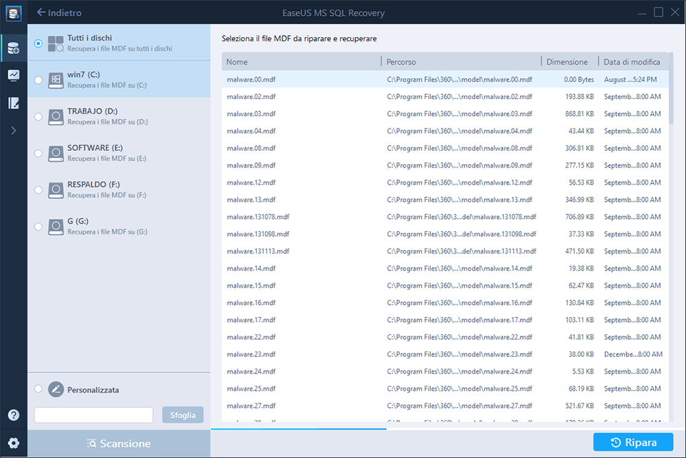 Ripristina il file MDF in SQL Server - Step 3