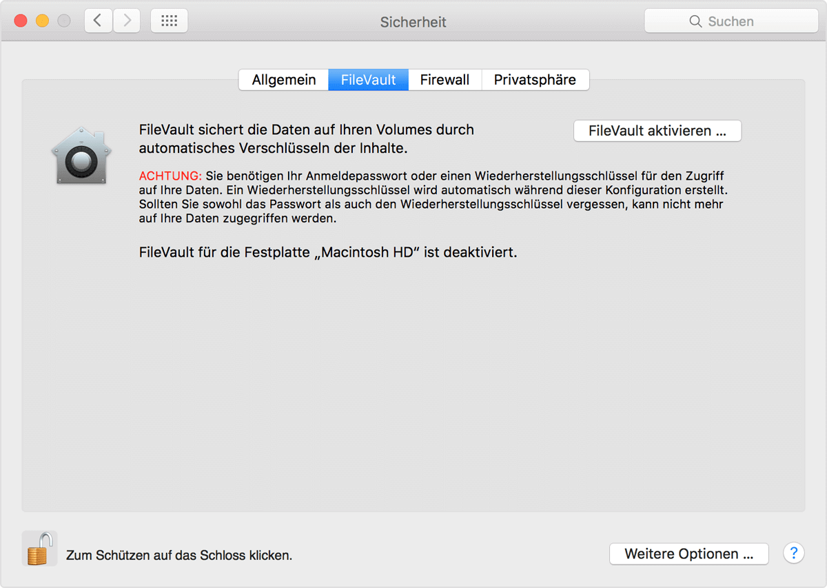 FileVault aktivieren
