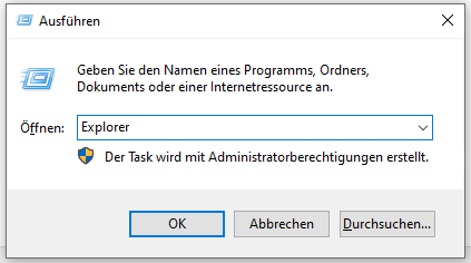 Datei-Explorer mit Ausführen öffnen