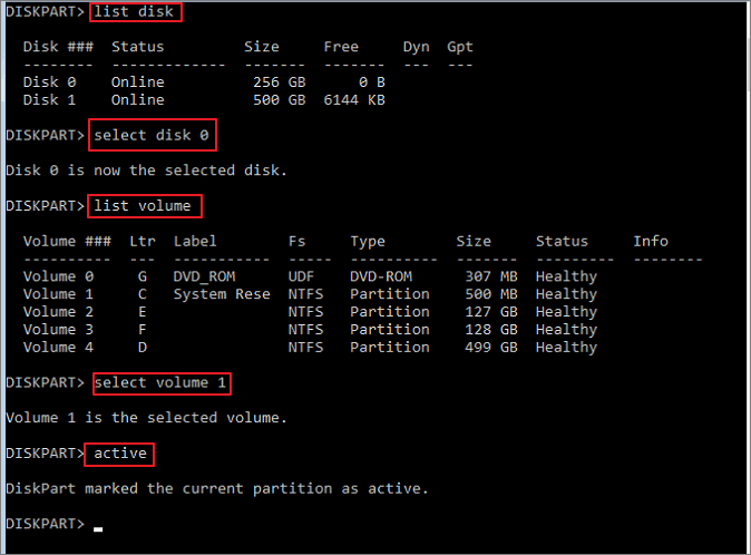 Systempartition mit Diskpart markieren