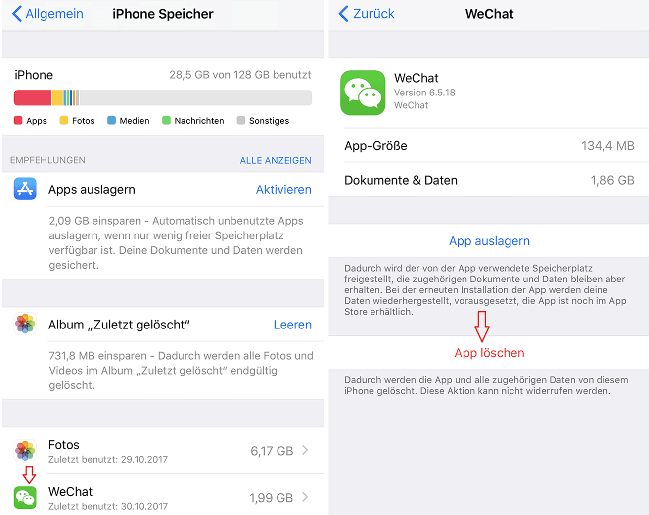 Apps auf dem iPhone in Einstellungen löschen