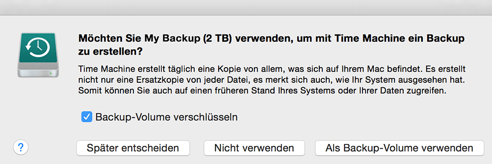 Mac Daten mit Time Machine sichern.