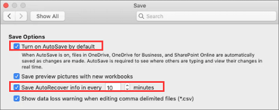 Das automatisches Speichern auf Mac aktivieren