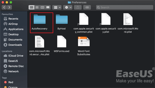 Finden Sie die vorherige Version von Word auf dem Mac im AutoRecovery-Ordner