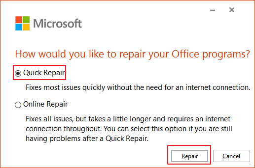 riparare Microsoft