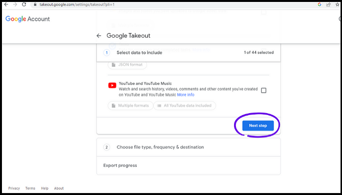 Verwenden der Google Takeout-Funktion 3