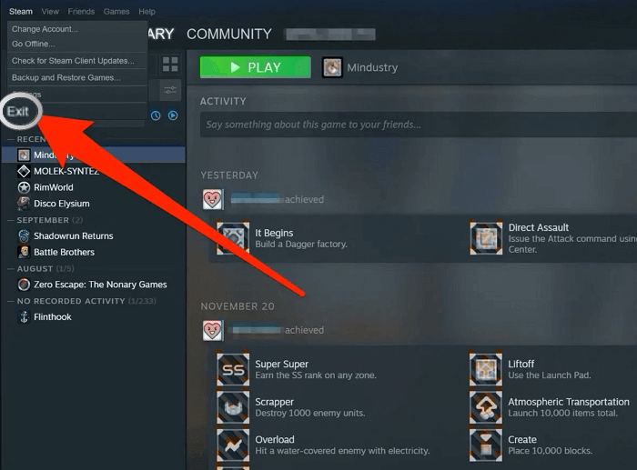 Steam neu starten