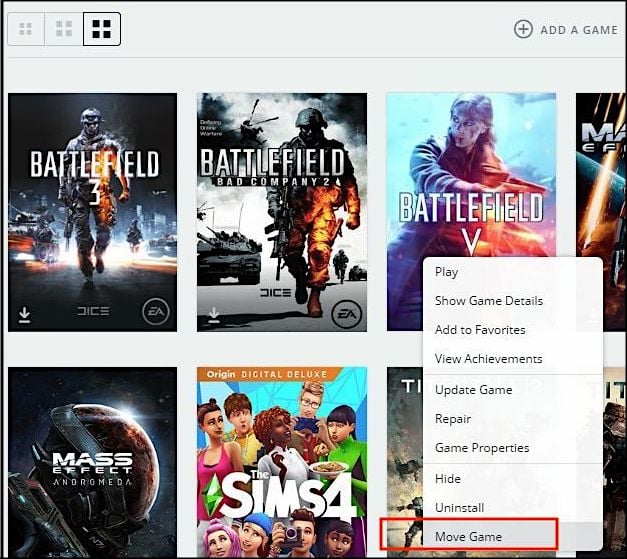 Origin-Spiele auf ein anderes Laufwerk verschieben
