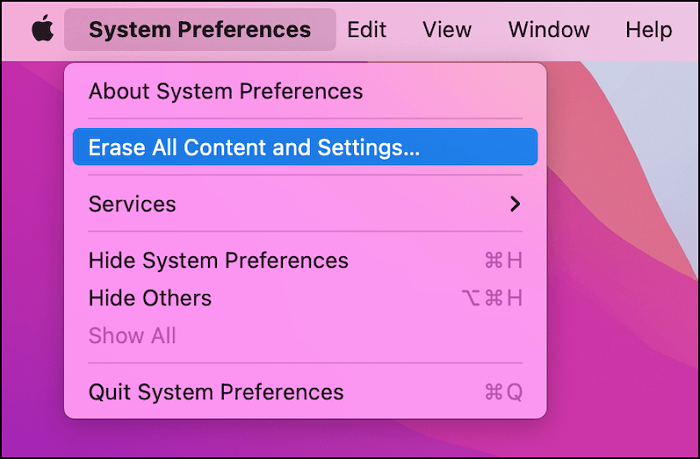 löschen Sie alle Inhalte und Einstellungen macOS Monterey