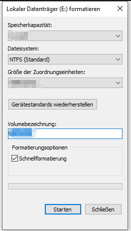 Datenträger mit der Datenträgerverwaltung formatieren - 2