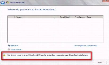disco rigido non rilevato nell'installazione di Windows 10