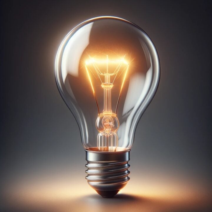 Bild på en lysande glödlampa