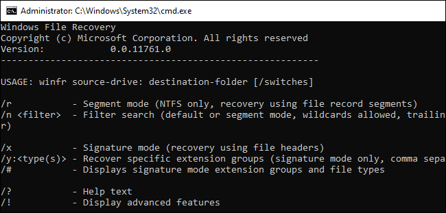 Windows-Benutzeroberfläche zur Wiederherstellung von Dateien