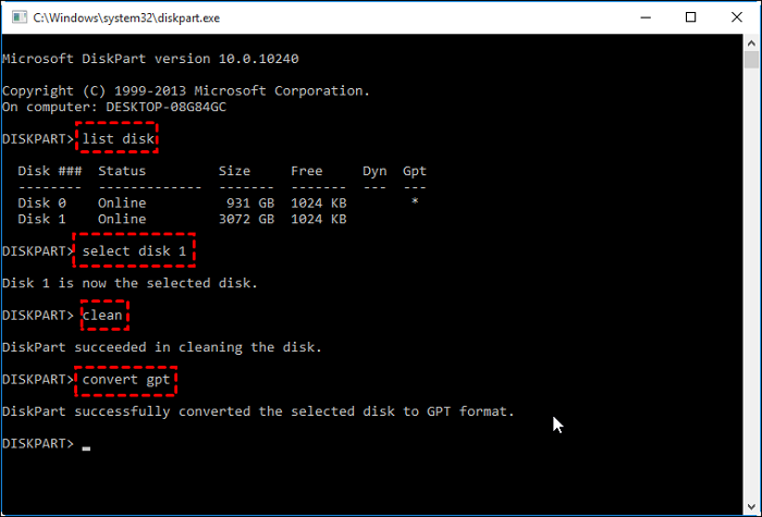 Erstellen einer GPT-Partition auf einem USB-Laufwerk