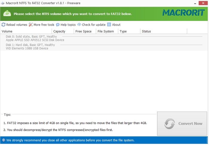 Convertitore Macrorit da NTFS a FAT32
