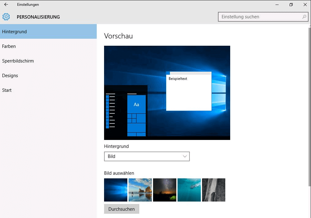 Durch “Personalisierung” Desktop-Hintergrund wiederherstellen