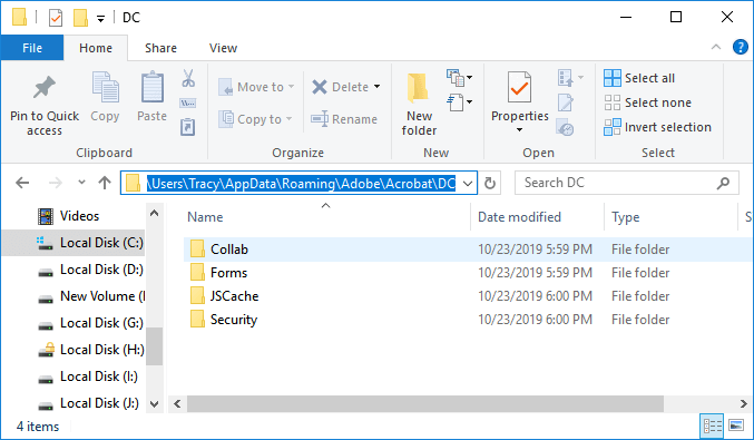 Posizione dei file temporanei