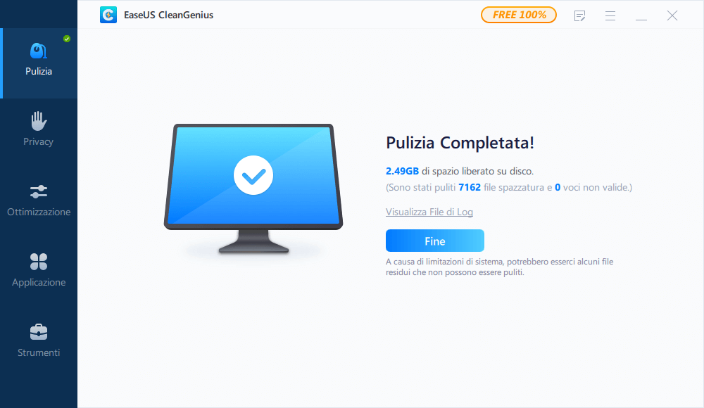 terminata la pulizia