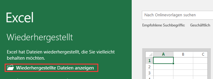 Aktualisierte Excel-Dateien wiederherstellen - 1