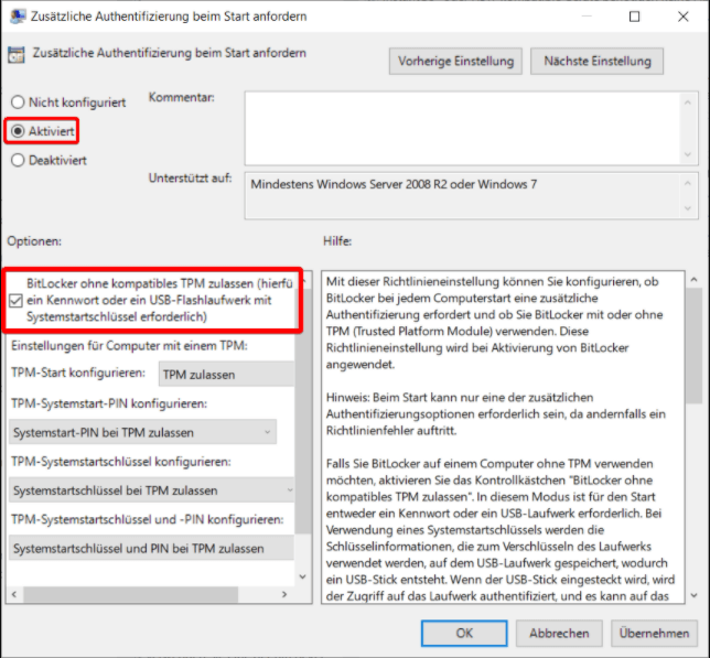 BitLocker-Laufwerkverschlüsselung speichern