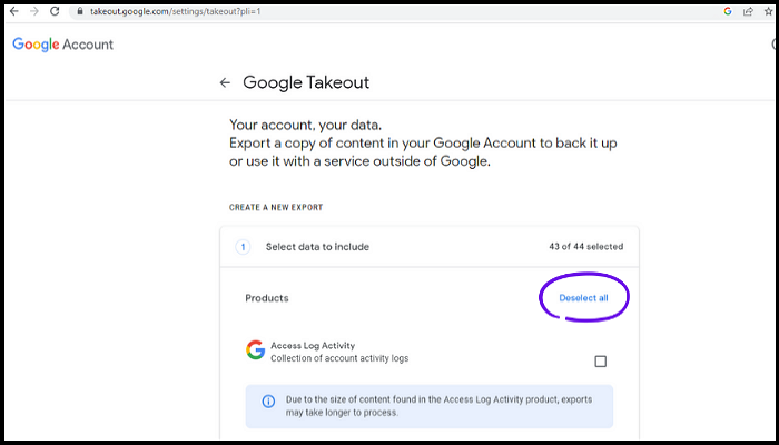 Verwendung der Google Takeout-Funktion 1