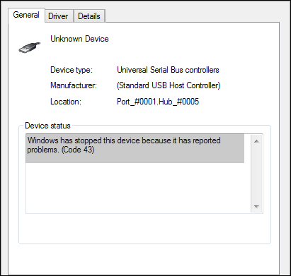 Codice 43 in Windows 10