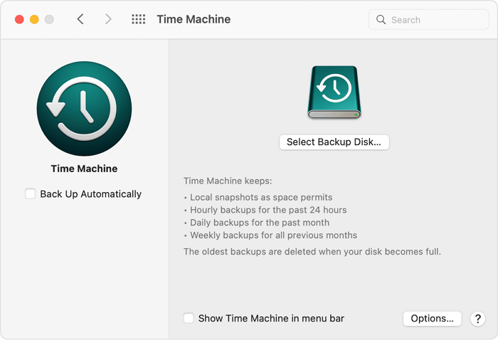 Seleziona Disco di backup.