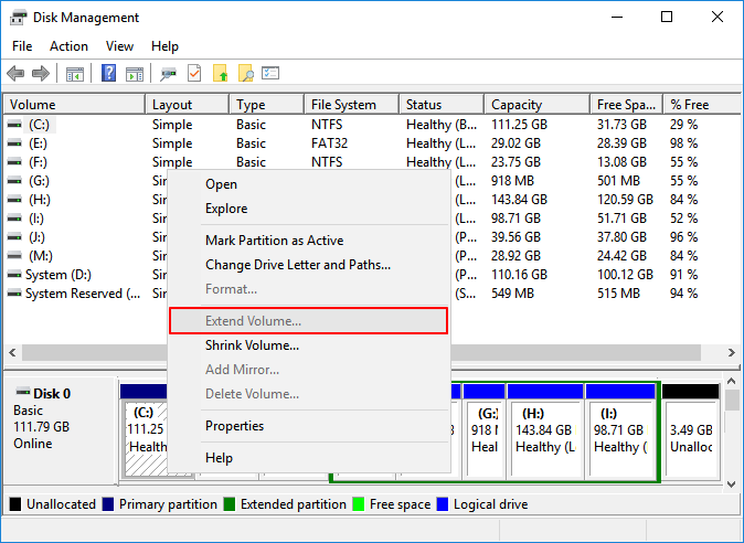 impossibile estendere volume/partizione
