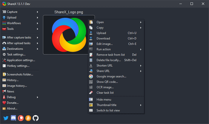 registratore di schermo su windwos 7 sharex