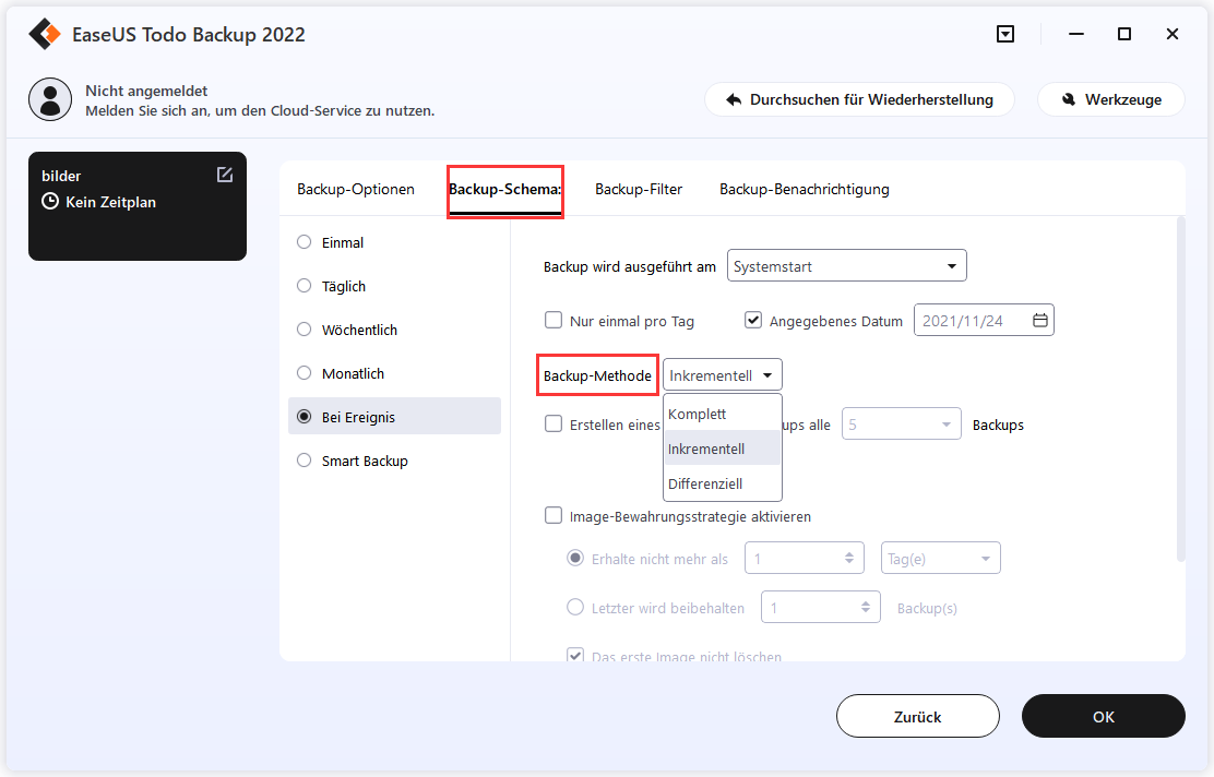 Dateien und Ordner sichern mit EaseUS Todo Backup