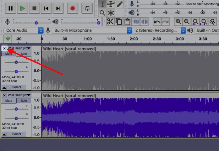 Rimuovi la traccia vocale dall'audio