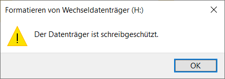 Der Datenträger ist schreibgeschützt