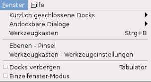 GIMP Werkzeugkasten wiederherstellen