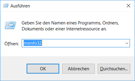 Systeminformationen im Lauf öffnen