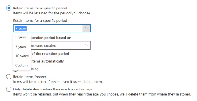 OneDrive Aufbewahrungsoption für Recycling