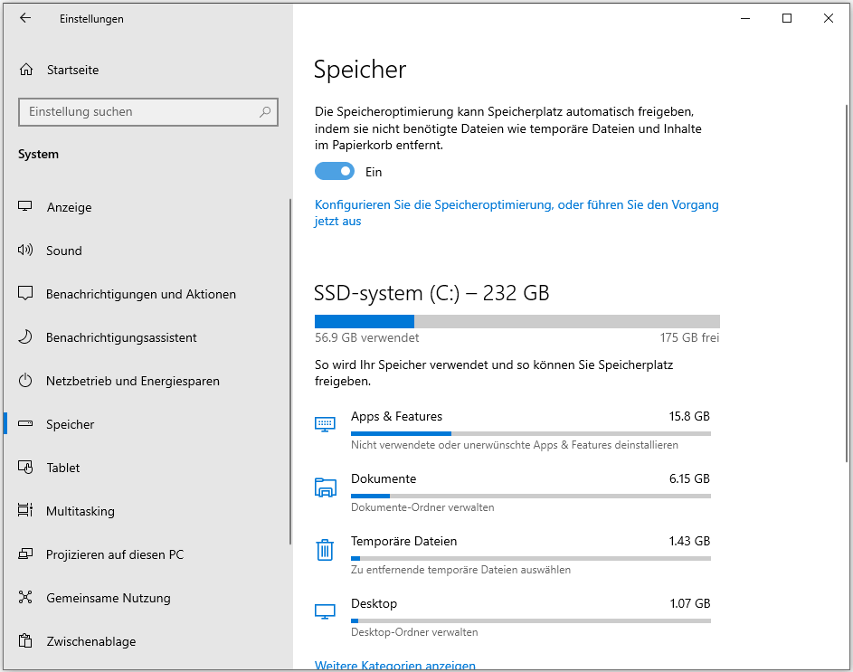 Windows Speicheroptimierung