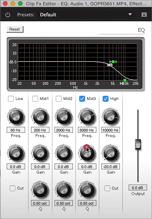 impostazione eq premiere pro