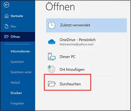 Beschädigte .docx-Datei öffnen