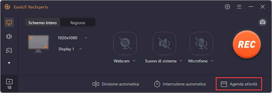 crea agenda di registrazione
