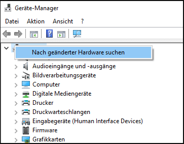 Nach geänderter Hardware suchen