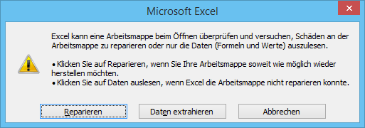 Excel reparieren und Daten auslesen